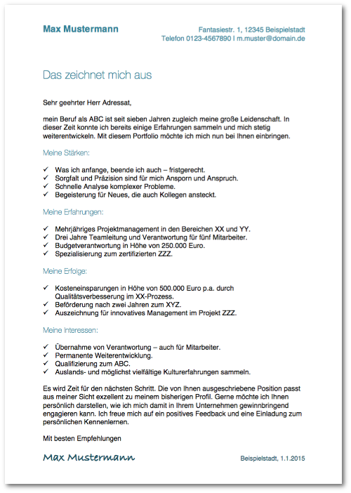 Motivationsschreiben-Mustervorlage Beispiel